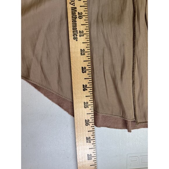 Lola & Sophie Frayed Sleeveless Zip-Up Blouse Size XS Tan Tank V-Neck - Picture 6 of 12